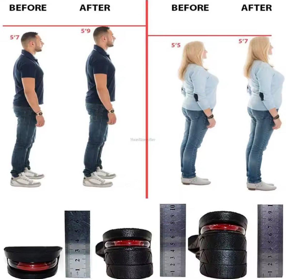 Fynex HeightBoost™ – Plantillas Elevadoras de Estatura Ajustables